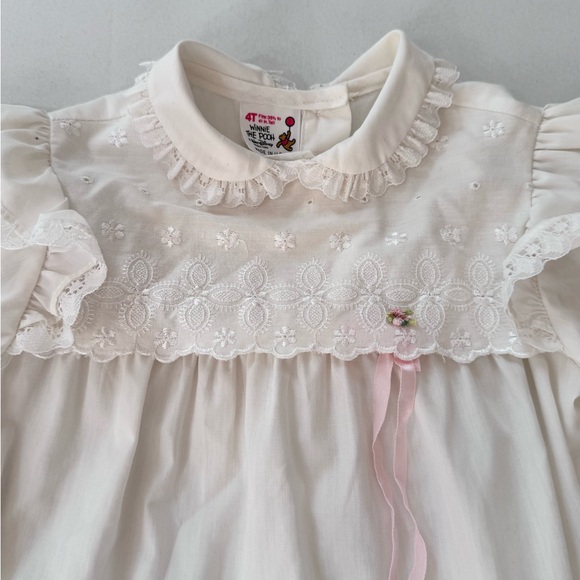 SEARS WINNIE THE POOH girls size 4t cream with ruffles dress VINTAGE - Picture 3 of 15